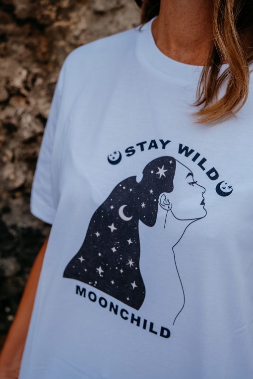 → Shirt - Stay wild moonchild | Boho Bohemian Mond | Nachhaltig vegane Fair Fashion Kleidung | Mode aus 100% Bio-Baumwolle. Jetzt sichern.←
