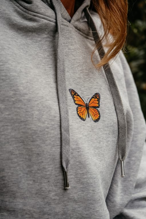 → Oversize Hoodie - Orange butterfly | Schmetterling | Nachhaltig vegane Fair Fashion Mode. 85% Bio-Baumwolle + 15% recyceltes Polyester. ←